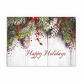 Holiday Swag Greeting Card - Red Lined White Envelope